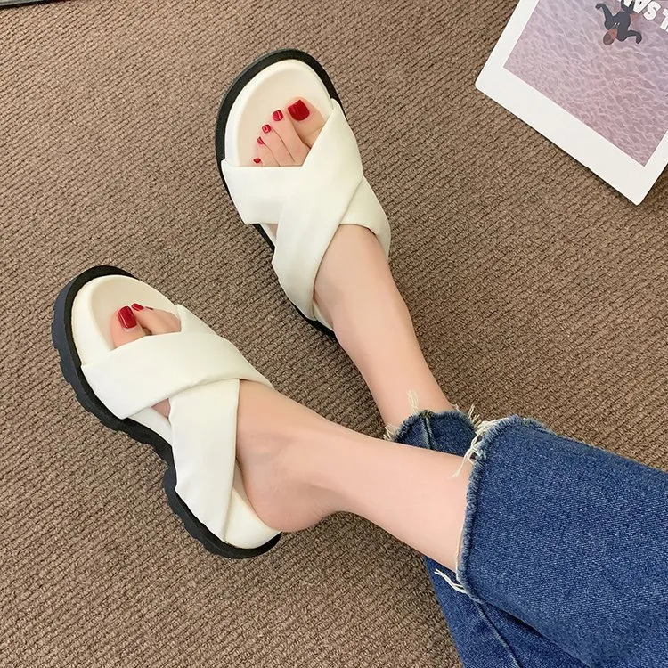 2022 Nw Womn Non-slip Platform Slipprs Summr Comfortabl Bach slids Woman Fashion Thick Sol outdoor sandals_voghion.com