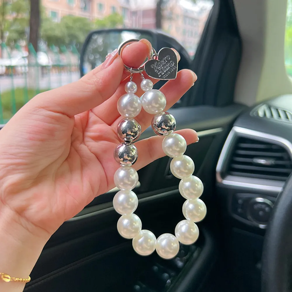 INS Fashion Beaded Lanyard Anti-Lost Bracelet For Mobile Case Wrist Strap Car Keychain Cute Phone Charm_voghion.com