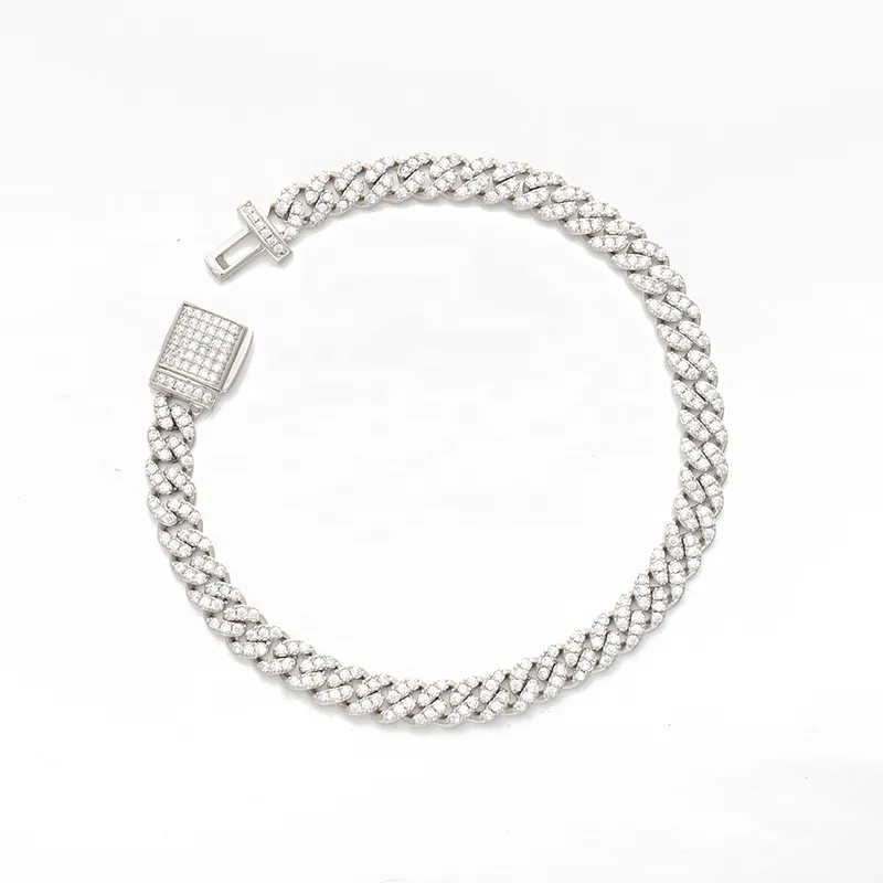 Bracciale a maglie cubane con moissanite VVS in argento sterling da 6 mm, gioielli da donna, collana con test del diametro_voghion.com