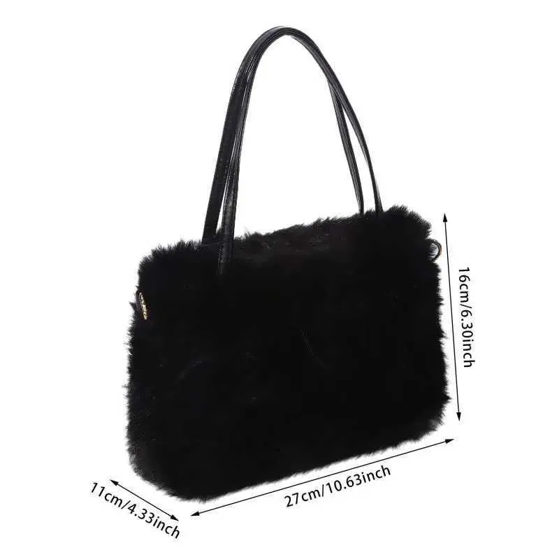 Sac à bandoulière simple en peluche à la mode pour l'hiver, grande capacité, minimaliste, pour fille, NEWC241214_voghion.com