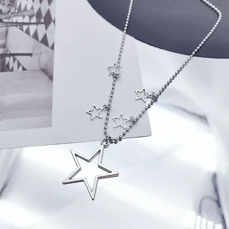 Ketten Perlen Kette Hohl Stern Schlüsselbein Stilvolle Elegante Fringe Halskette Geschenk N2UE_voghion.com