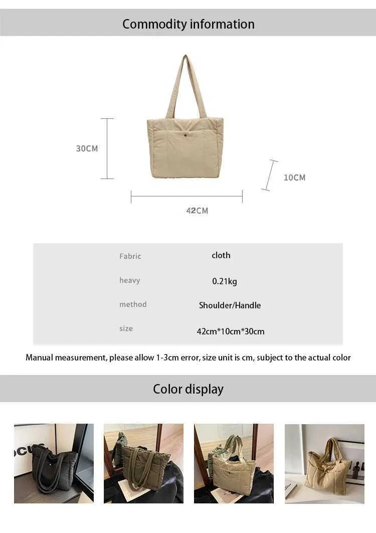 Soft for fabrics solid colored Fem large capacity handbags shopping bags Y241109_voghion.com