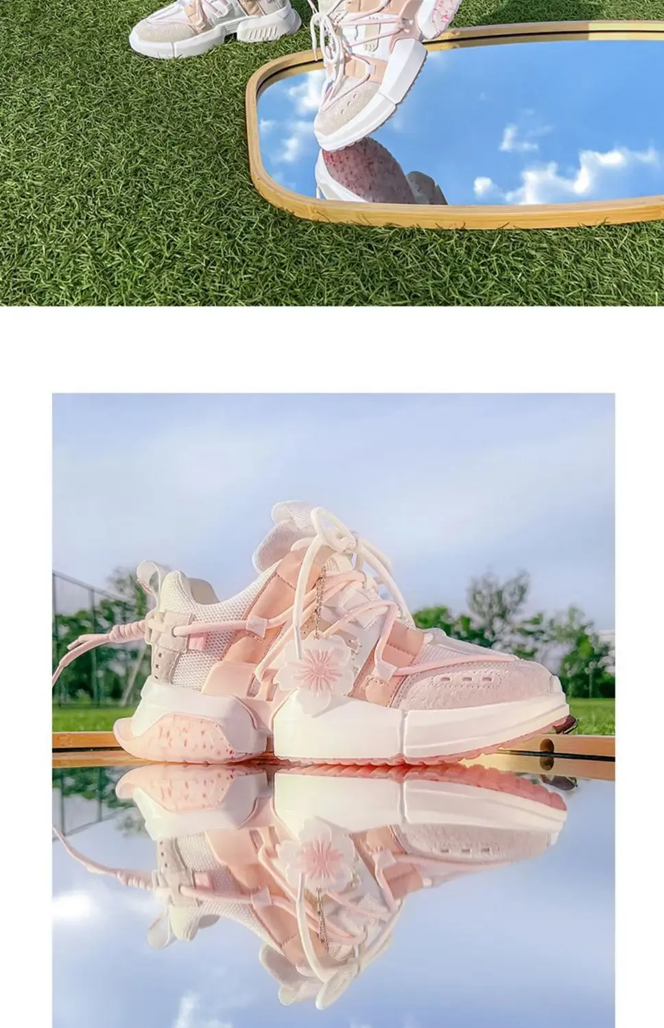Chaussures Spring Cherry Blossom roses Old Dad pour femmes, modèle original Minority Sen Department Of, chaussures décontractées à semelle épaisse 240606_voghion.com