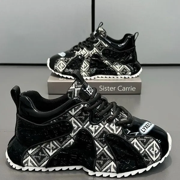 Clunky Soft-Soled New Men's Breathable Thick-sole Heightened Athleisure Trend Shoes Red Free shipping Lhshoe_voghion.com