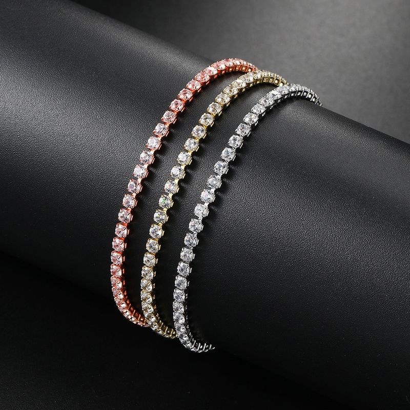 Unisex cirkonio teniso apyrankė moterims, vienos eilės, pilno diametro, krištolo, paauksuota, karšto pardavimo papuošalai_voghion.com