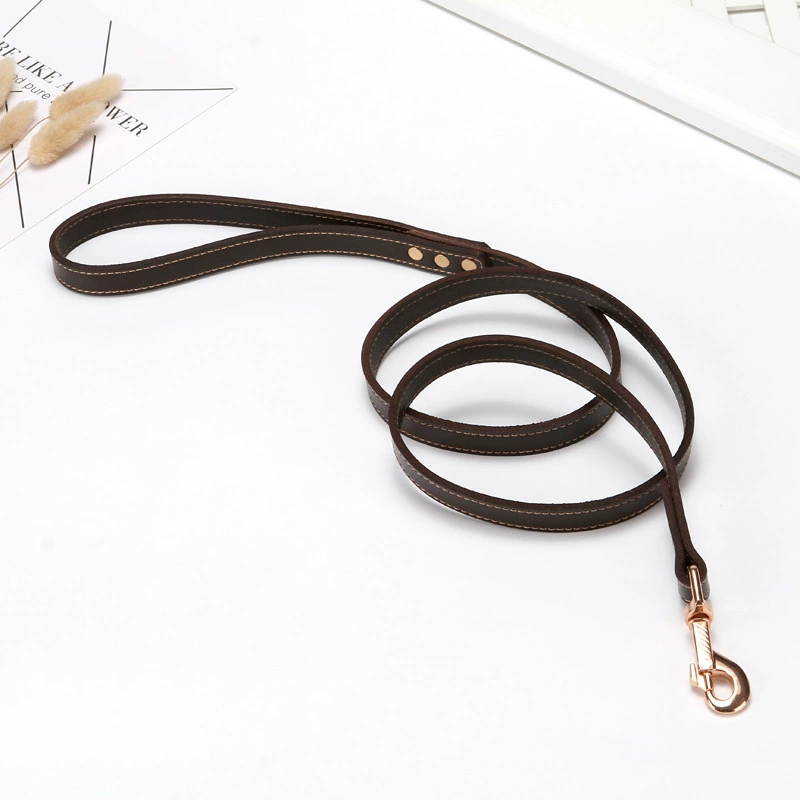 Leather Dog Leash Heavy Duty Puppy Training Lead Comfortable_voghion.com