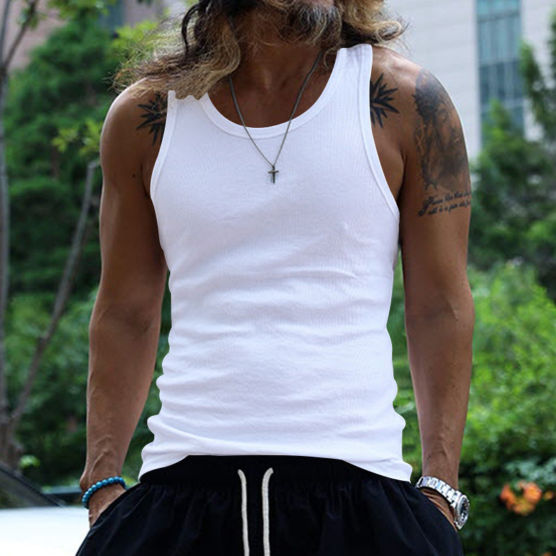 24 New American Herren Tank Top Slim Fit Freizeit Sport Herren Frühjahr/Sommer Unterteil Thread Tank Top_voghion.com