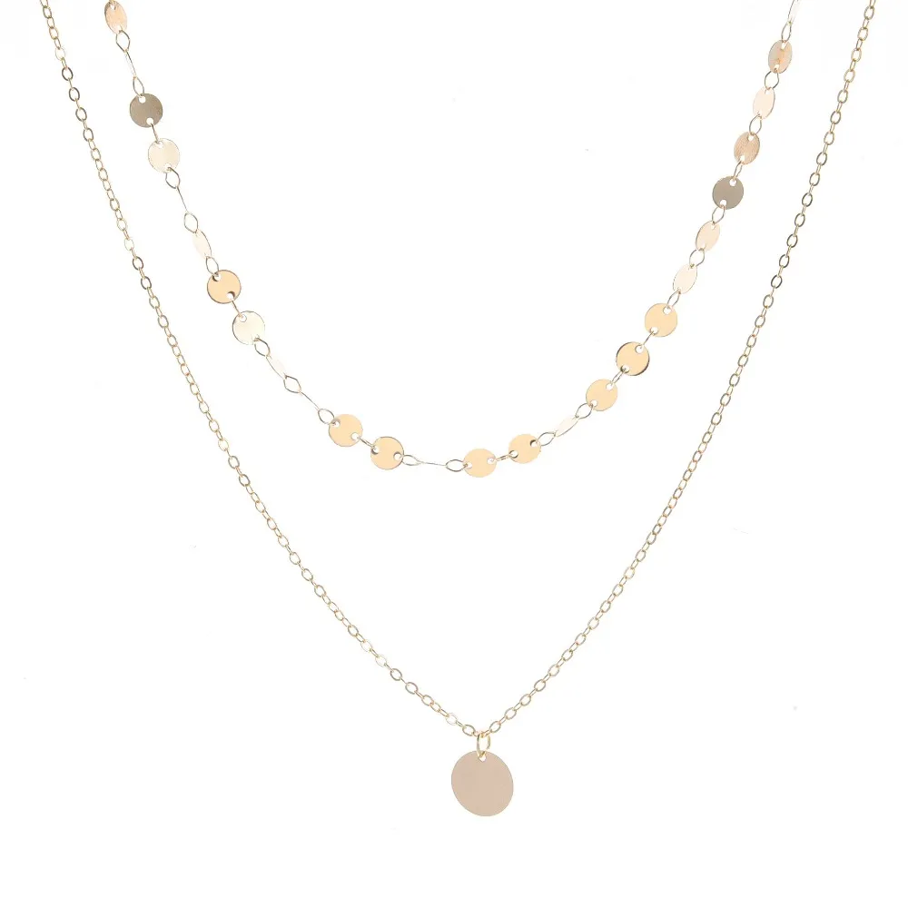 Catene FSUNION 2024 Set di collane a strati con monete e ciondolo multistrato per donne Accessori per gioielli di moda Regali_voghion.com
