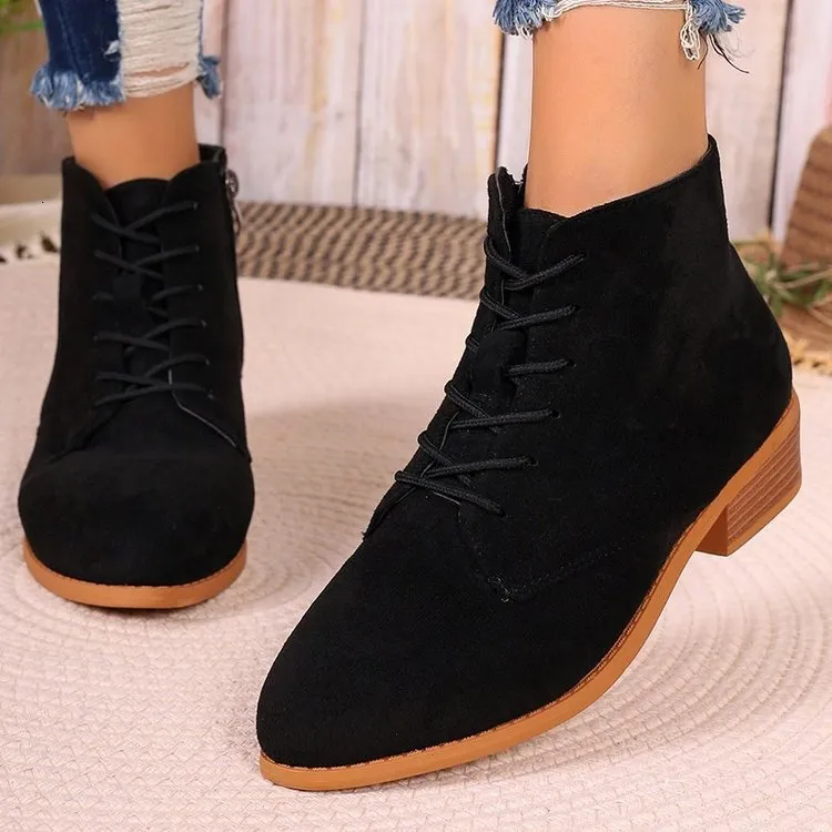 New Arrival 2024 Women's Martin Boots - Winter Fashionable Frosty Suede & Sleek Design with Adjustable Cross Tie Zipper_voghion.com