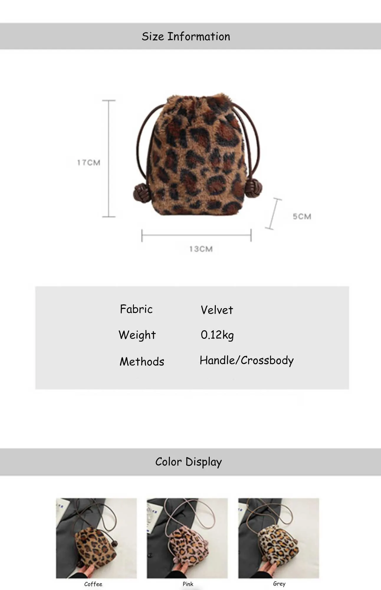 Borsa a secchiello leopardata da donna borsa a tracolla in velluto_voghion.com