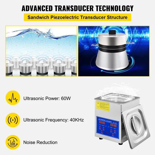 Ultrasonic Cleaner With Heater And Timer 60W_voghion.com