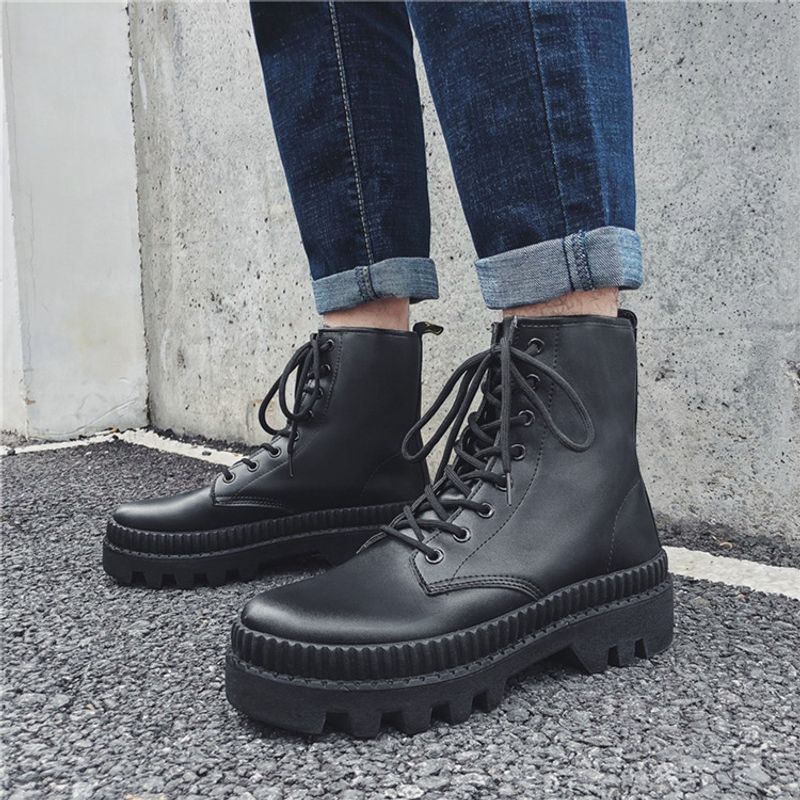 Herresko Martin High Top Leather Høst Tykksålet Vanntette Motorsykkelstøvler_voghion.com