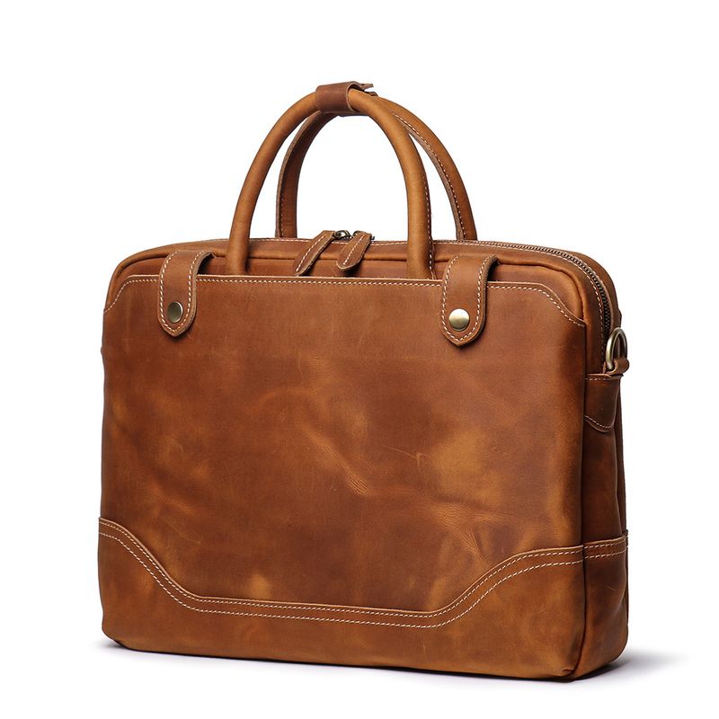 Handliche Dokumententasche Herren, Rindsleder, einzelne Schulter, diagonale Spreiztasche, lässige Retro-Tasche aus_voghion.com