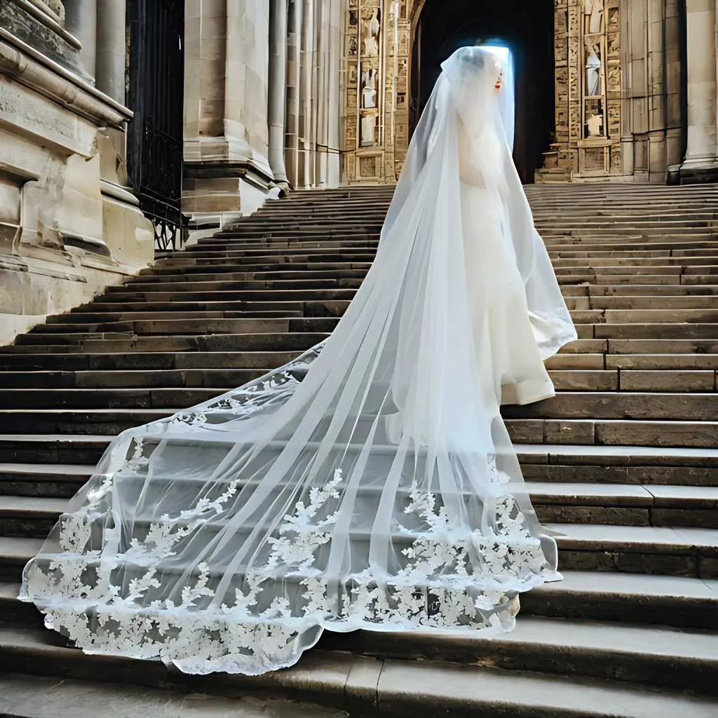 Hair Jewelry Wide Tree Vine Lace Patch Wedding Veil Long Cathedral Style Illusion 1 Tier with Comb Bridal Accessories_voghion.com
