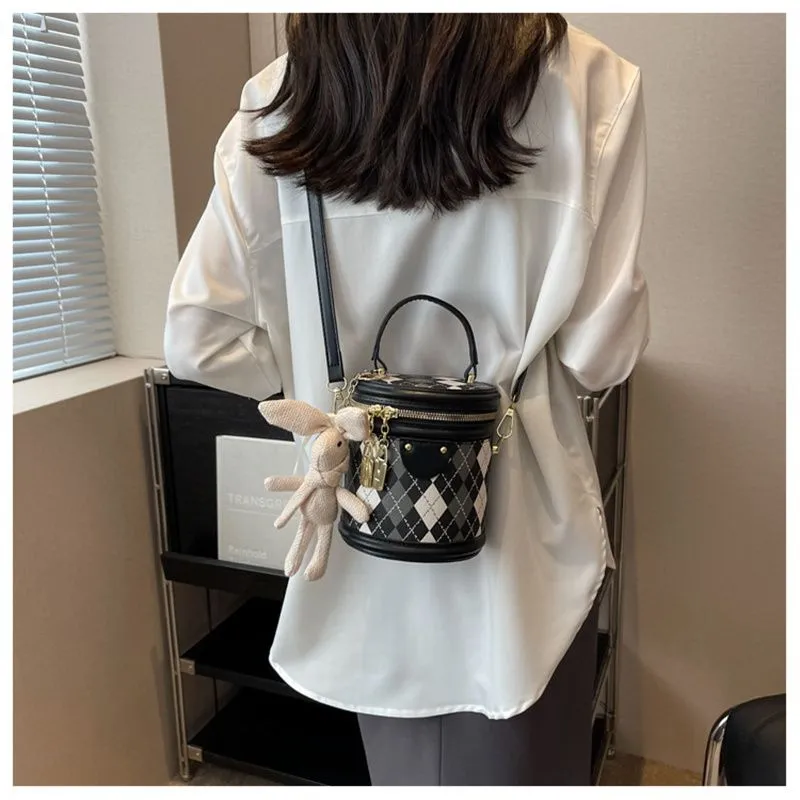 Designer Kostenloser Versand 2025 Neue Modische Eimer Premium Textur Dia Grid Schulter Umhängetasche Tasche Für Frauen_voghion.com