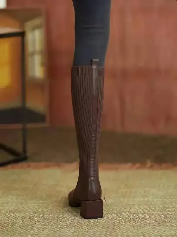 Knee-high Knitted Boots For Women Comfortable Casual Winter Style_voghion.com