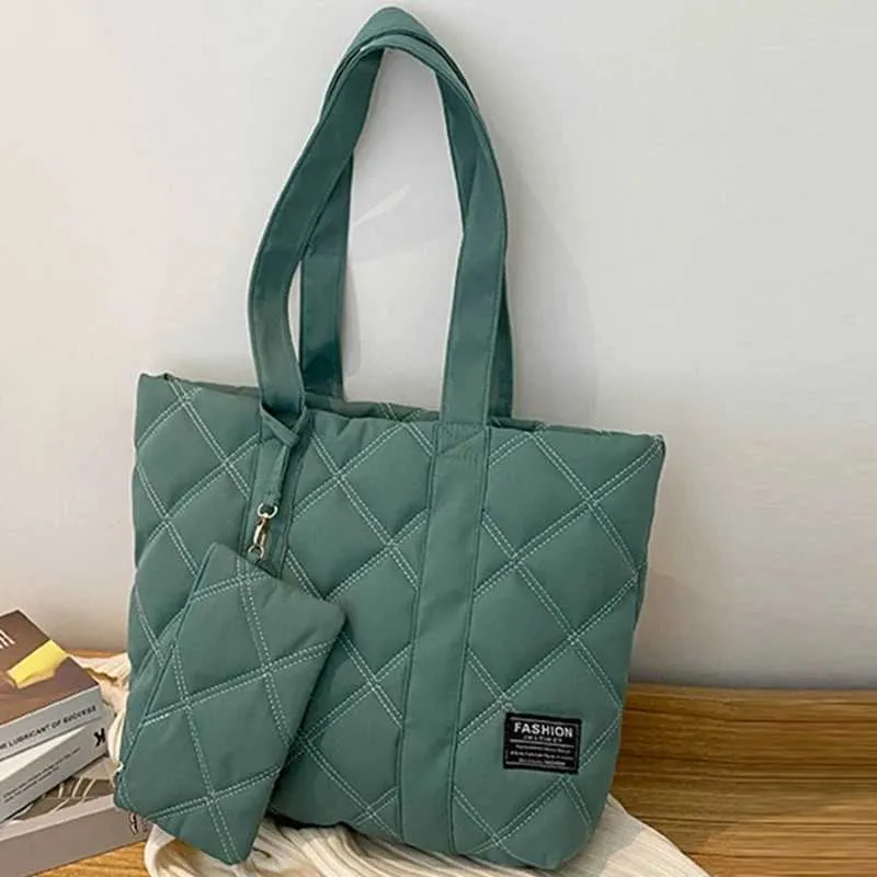 Sac à main pour femme automne/hiver mode losange espace coton costume sac à bandoulière grande capacité couleur unie tout-assorti_voghion.com