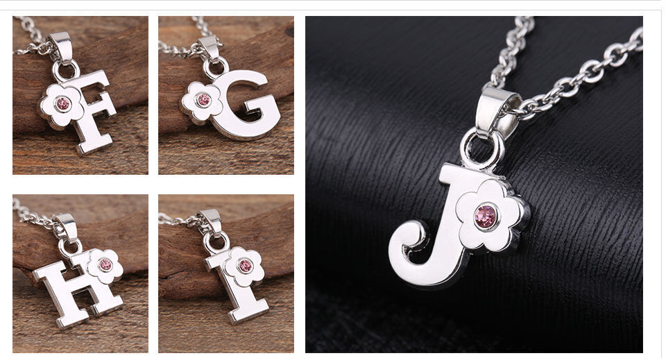 My Shape Collana con iniziali e nome per bambine, in lega di cristallo, con ciondolo a forma di fiore con alfabeto dalla A alla Z, gioielli per bambini_voghion.com