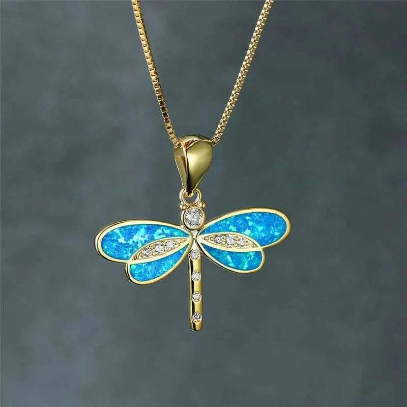 Collane con ciondolo Collana con ciondolo dragoy opale bianco simulato placcato oro alla moda gioielliL2404_voghion.com