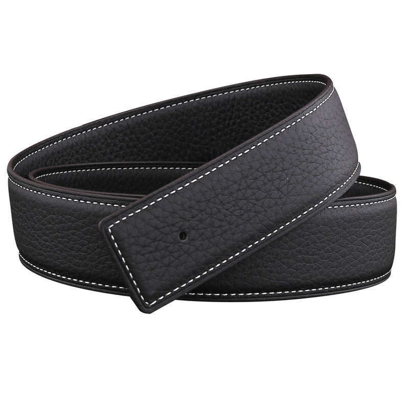 Men's And Women's Double-sided Original Lychee Grain Top Layer H Family Orange Yellow Earth Black Pure Cowhide Leather_voghion.com