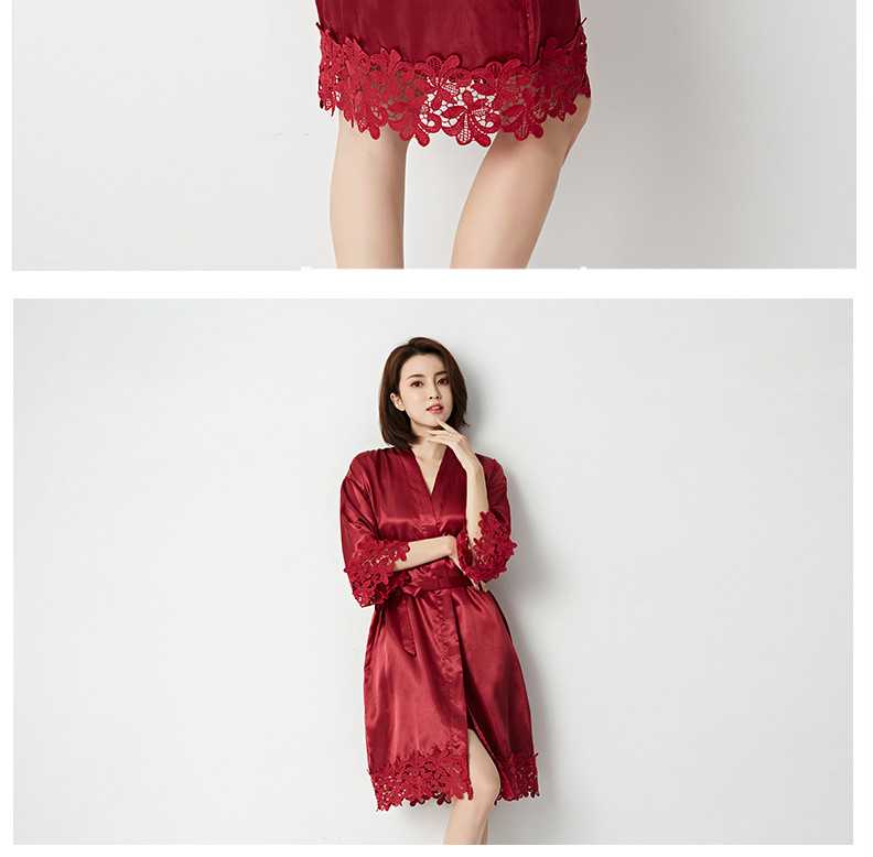 Vêtements pour femmes mariée robe de mariée robe du matin dames dentelle chemise de nuit mariage maquillage demoiselles d'honneur mariage kimono imitation soie cardigan_voghion.com