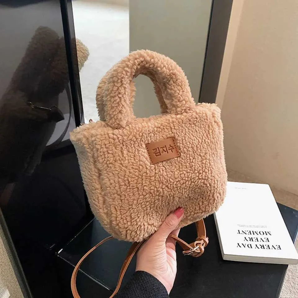 Borsa da donna firmata, secchiello, autunno inverno, borsa a tracolla in peluche, morbida e soffice, portafoglio in cashmere artificiale da donna_voghion.com