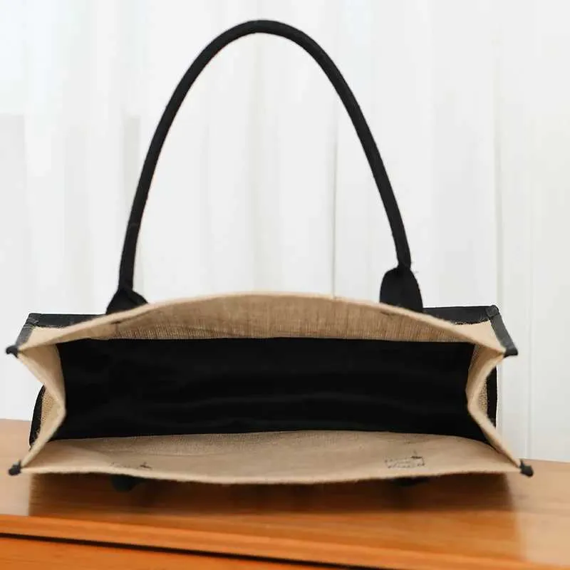 Heiße Selg-Damenhandtaschen mit großem Fassungsvermögen, bedruckt mit den Anfangsbuchstaben von Jute und EN-Einkaufsgeschenktüten C241116_voghion.com