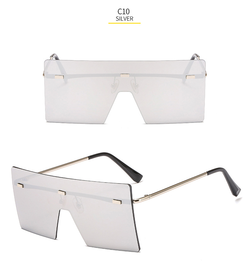 Oversized Rimless Sunglasses For Women Gradient Metal Uv400 Shades_voghion.com