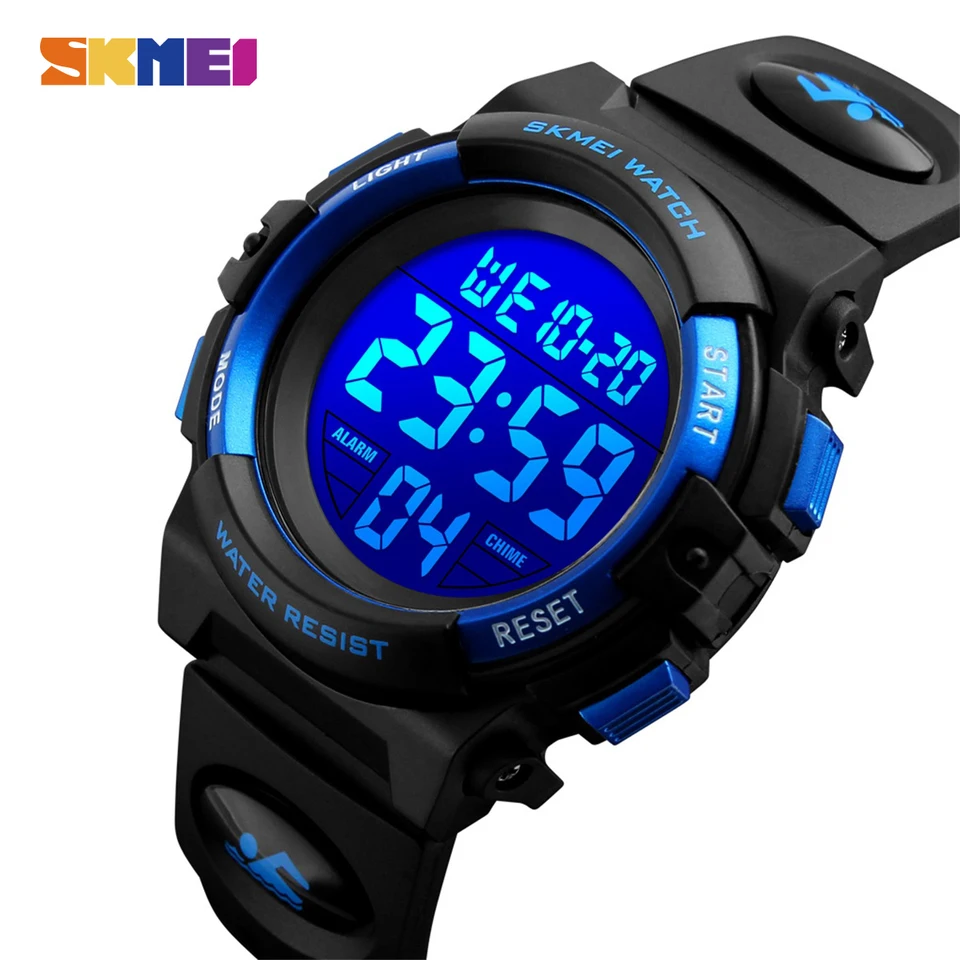 Montre-bracelet électronique LED pour enfants, chronographe, montre de sport étanche jusqu'à 5 bars, pour garçons et filles._voghion.com