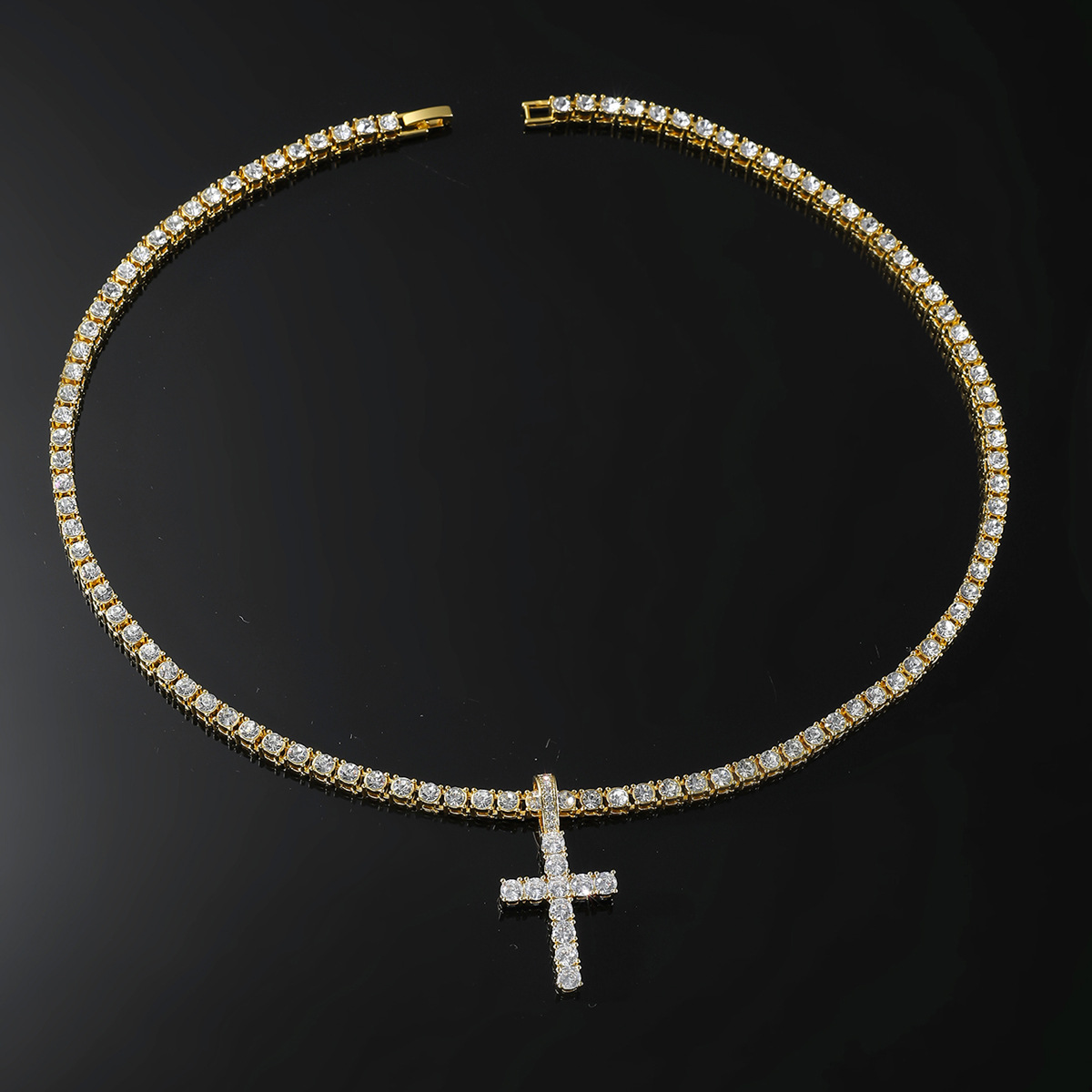 European And American Fashion New Product Pendant Necklace Niche Design High-end 4mm Single Row Tennis Chain_voghion.com