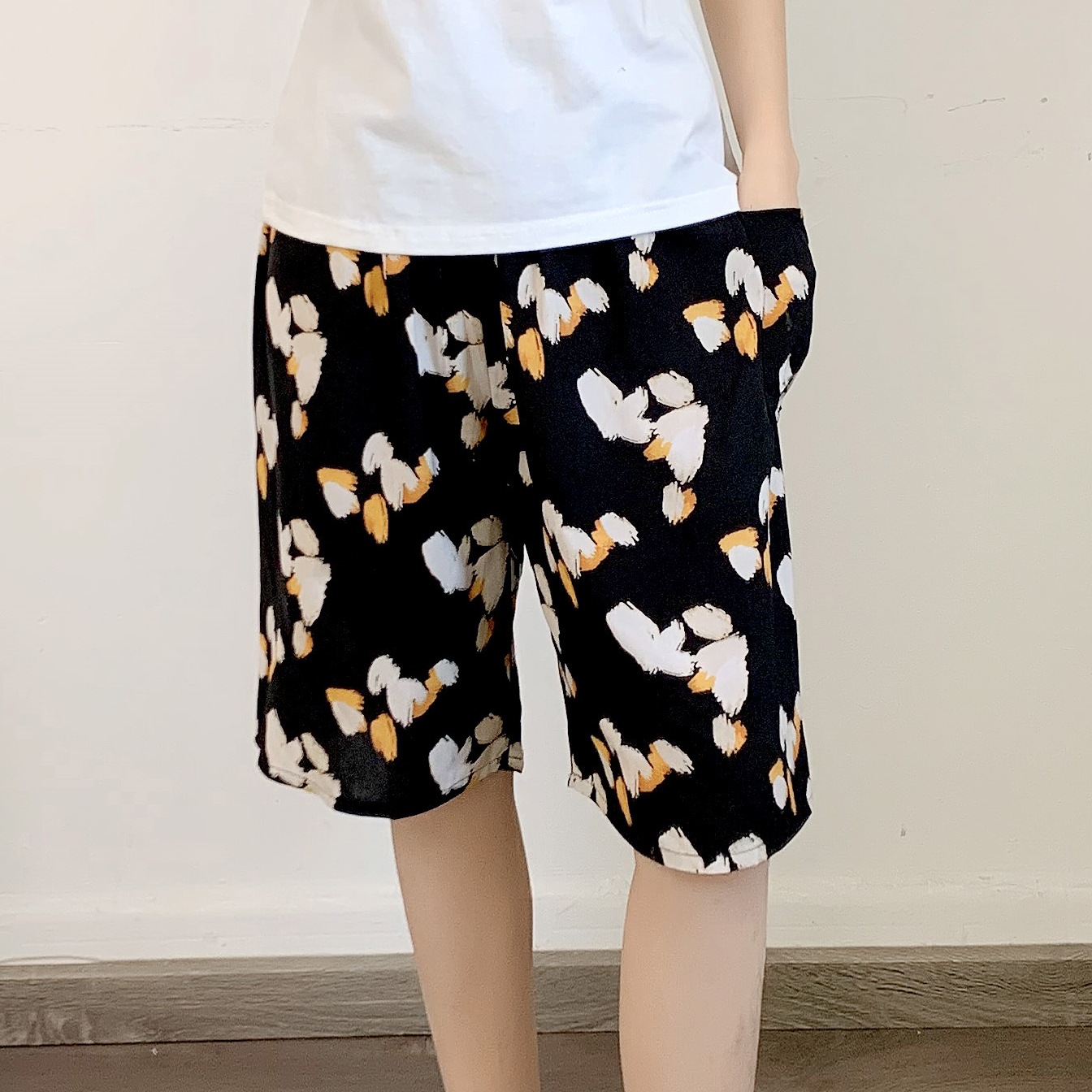 Men's Sleep Cotton pajama pants Thin rayon shorts Baggy plus quarter pants beach pants_voghion.com
