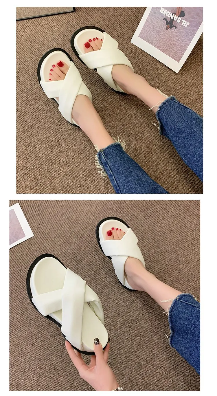 2022 Nw Womn Non-slip Platform Slipprs Summr Comfortabl Bach slids Woman Fashion Thick Sol outdoor sandals_voghion.com