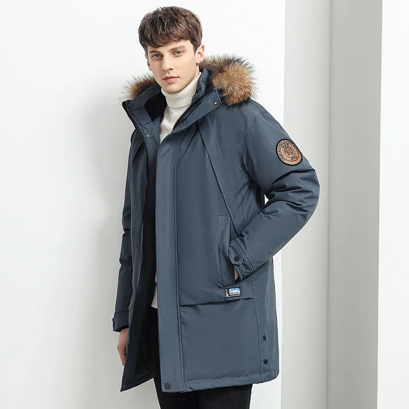 Mens Down Jacket With Fur Collar Hooded Winter Winter Coat_voghion.com
