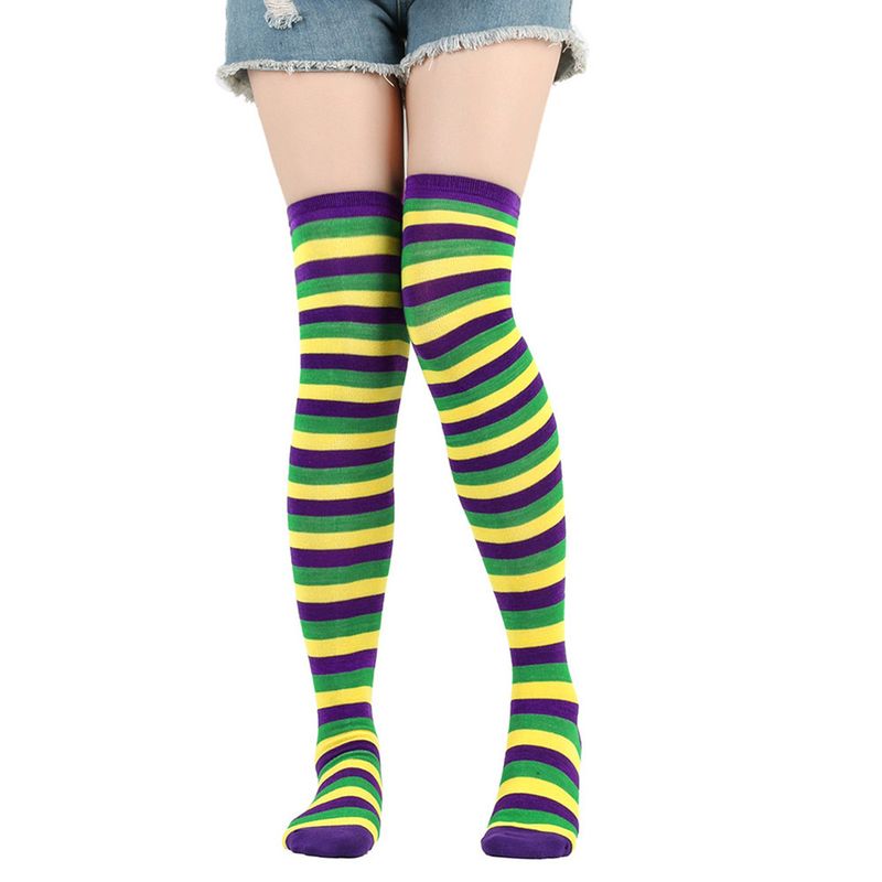 Christmas Knitted Striped Thigh Over Knee COS Anime Party Long Socks Women_voghion.com