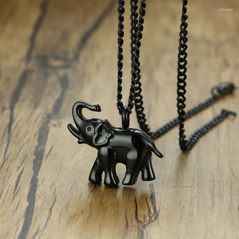 Collane con ciondolo Collana con urna per cremazione a forma di elefante nero in acciaio inossidabile Gioielli ricordo per animali Portafortuna_voghion.com