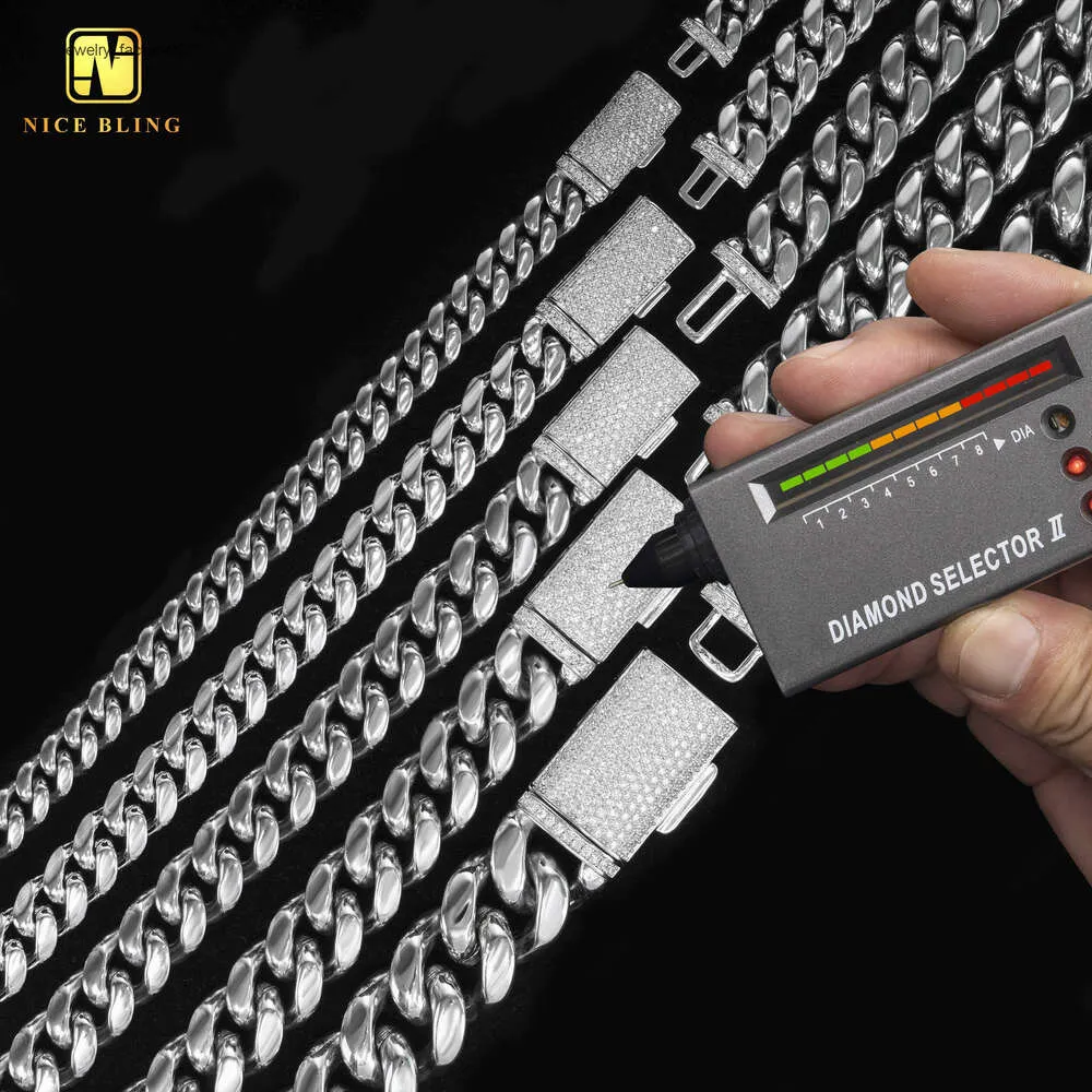 Hip Hop Iced Out Moissanite Dia Clasp 8mm 10mm 12mm 14mm 18mm Stainless Steel Pvd Gold Plated Miami Cuban Link Chain_voghion.com