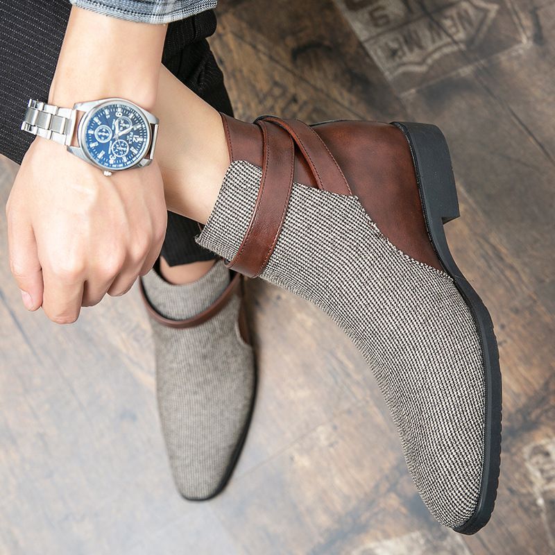 Große High-Top-Schuhe, trendige Lederstiefel für Herren in koreanischer Version, personalisierte britische Freizeitstiefel mit Schnalle_voghion.com