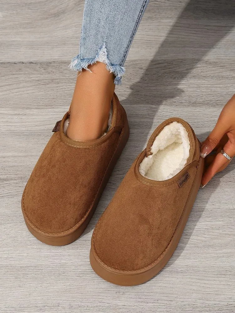 Bottes de neige courtes et élastiques pour femmes, nouvelle collection hiver 2024, en polaire, pour le froid, le chaud et l'épaisseur, semelles souples, chaussures en coton_voghion.com