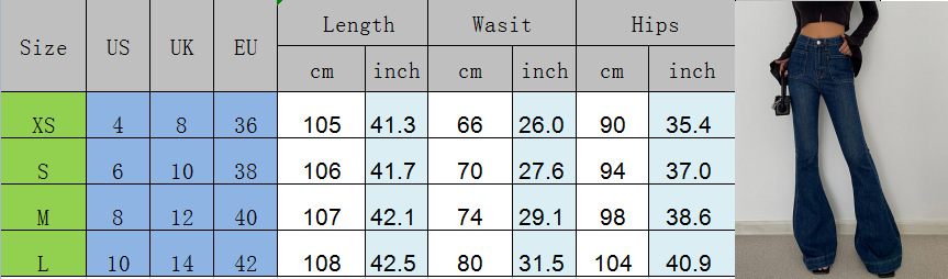 2023 High Waist Elastic Tight Women's Floor Sweeping Horn Jeans New Generation_voghion.com