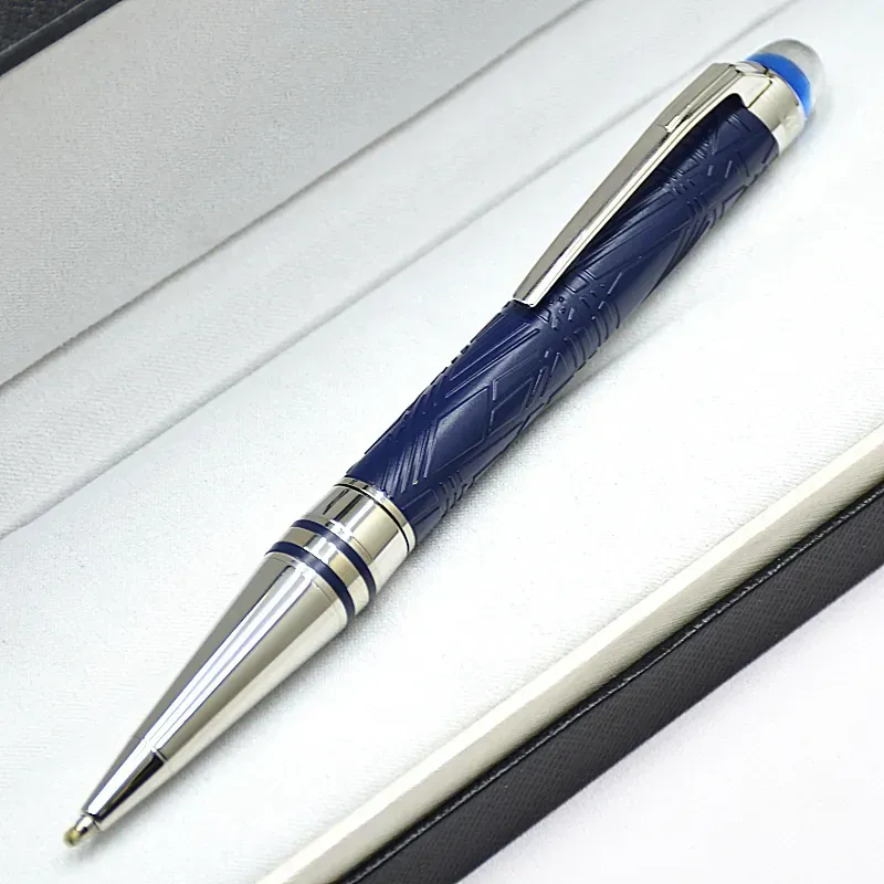 wholesale Wholesale Wholesale Luxury Monte Starwalk Blue Crystal Top Rollerball Pen Ballpoint Pen Metal Relief Barrel Office Writing Fountain Pens_voghion.com