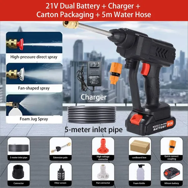 High Pressure Cleaner With Spray Gun And Rechargeable Batteries_voghion.com