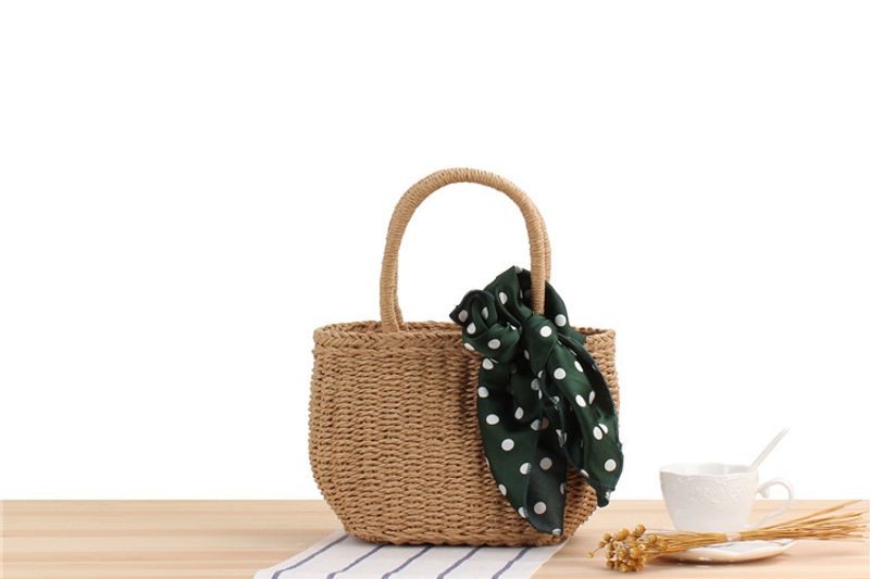 New Korean Handmade Grass Vacation Beach Woven Women's Casual Hand-held Small Bag_voghion.com