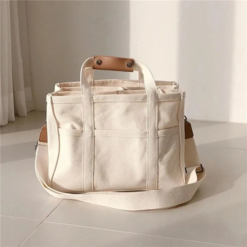 Borsa a tracolla casual perfetta per i pendolari, in tela, con divisorio multitasche, alla moda, tinta unita, adatta a tutti gli abbinamenti 240724_voghion.com