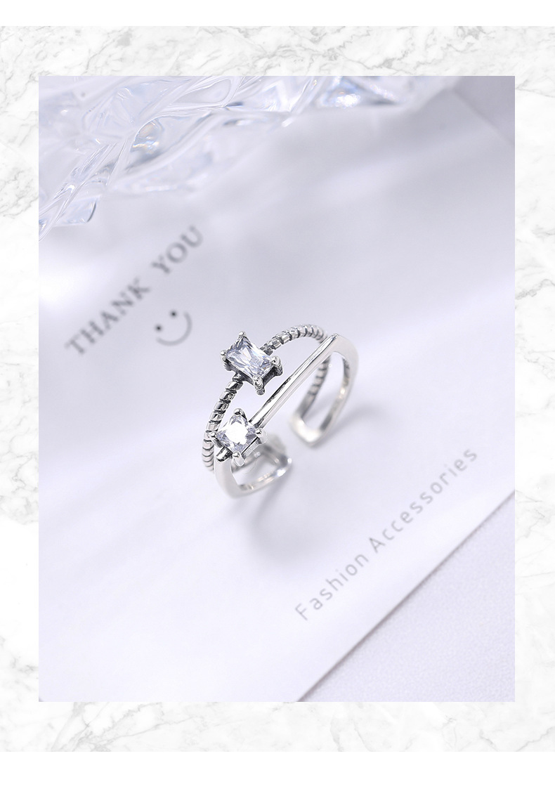 Special price Wanying Thai double-layer zirconium ring S pure silver irregular jewelry_voghion.com
