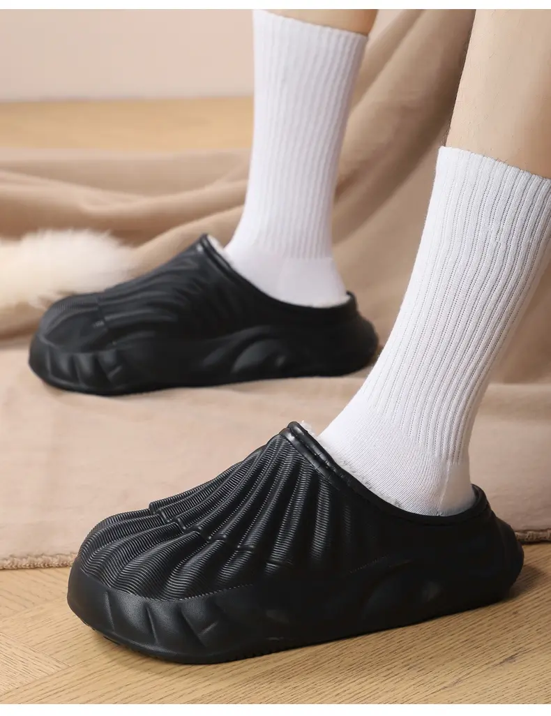 Couple Solid Color Waterproof Cotton Slippers Warm Fashion Casual Can Be Worn Outside Men And Women_voghion.com