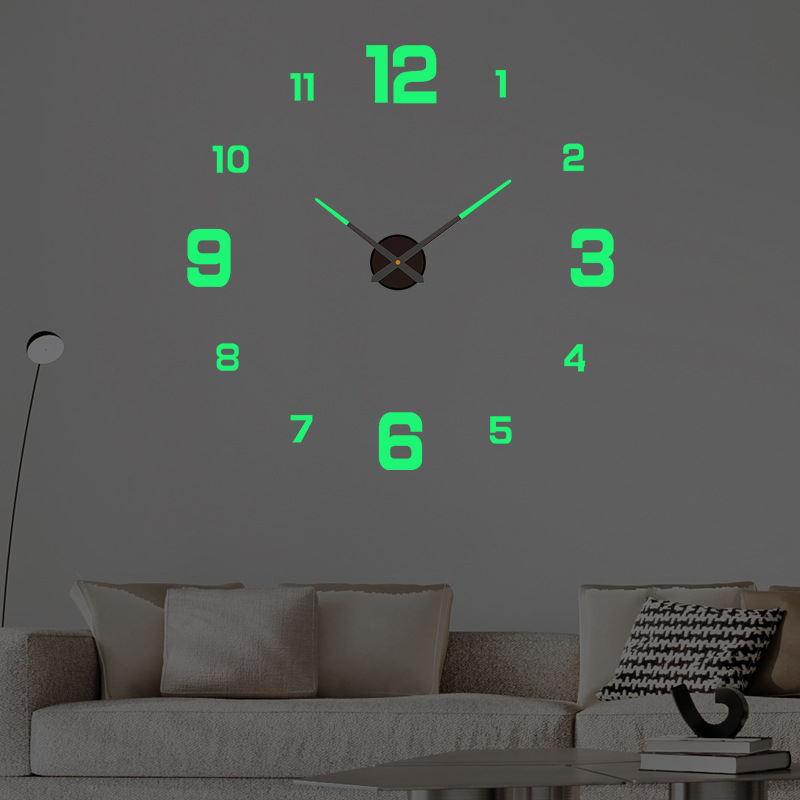 Horloge murale lumineuse bricolage personnalisé ménage sans poinçon décoratif autocollant mural horloge acrylique horloge simple horloge murale numérique