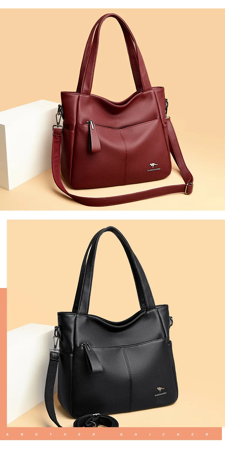 Hochwertige weiche Leder-Schulter-Umhängetaschen für Frauen mit großer Kapazität Tasche Marke Designer Casual Handtasche Sac A Main_voghion.com