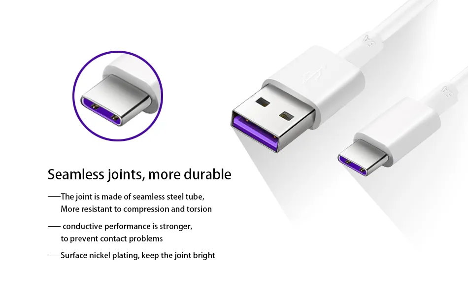 Cable USB-C tipo C de 30 cm y 5 A para teléfonos móviles Huawei, Xiaomi, Samsung y Android. Cable de carga superrápida tipo C._voghion.com