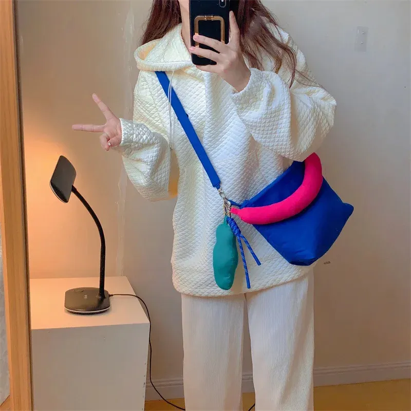 Moda Colori Contrastanti Qualità Tessuto Piumino Borsa Spazio Imbottito Cuscino Quadrato Spalla Tracolla Borse per Donne Borsa_voghion.com