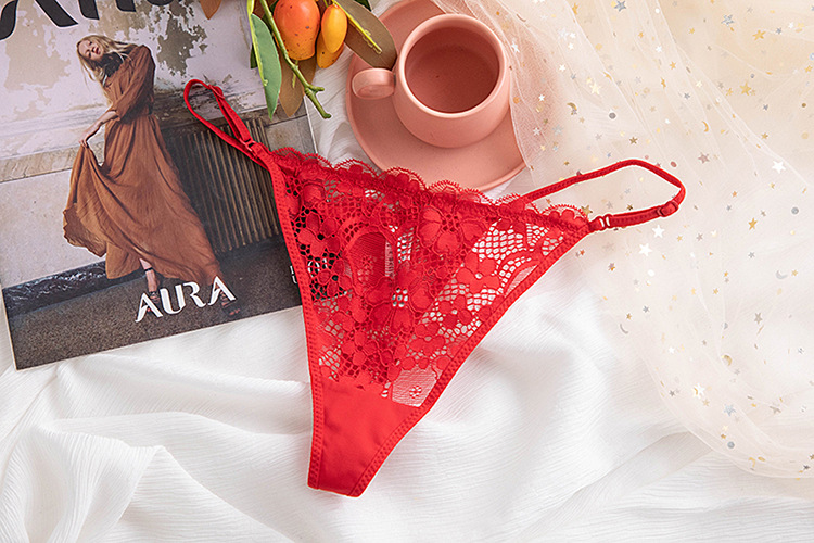 Intimo da donna Mutandine di pizzo sexy perizoma trasparente con cintura sottile per donna_voghion.com